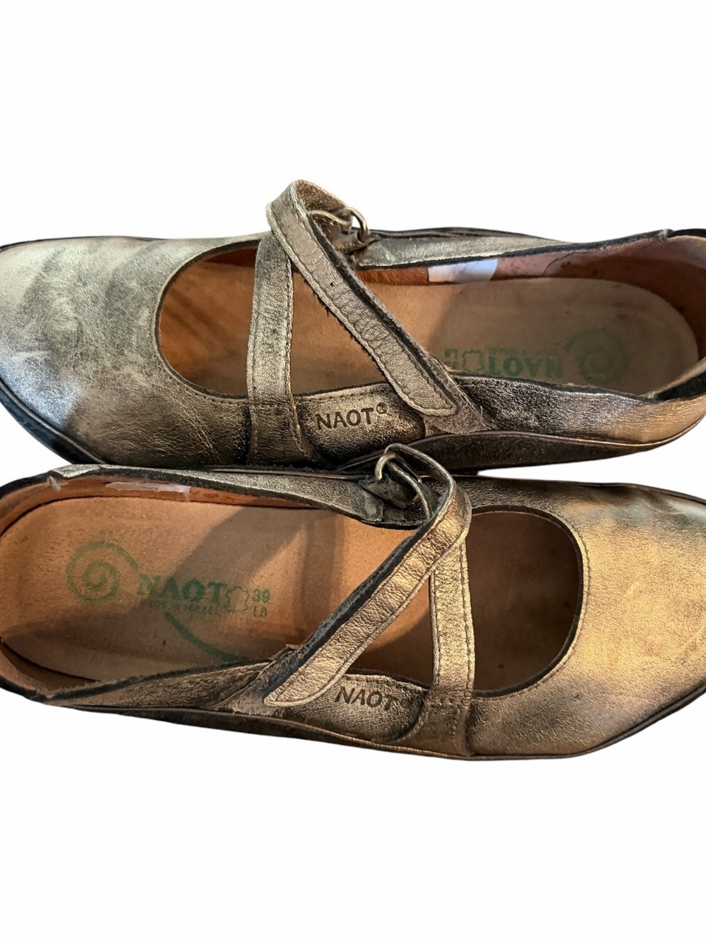 Naot Mary Jane Flats in Metallic Olive - Picture 6 of 7